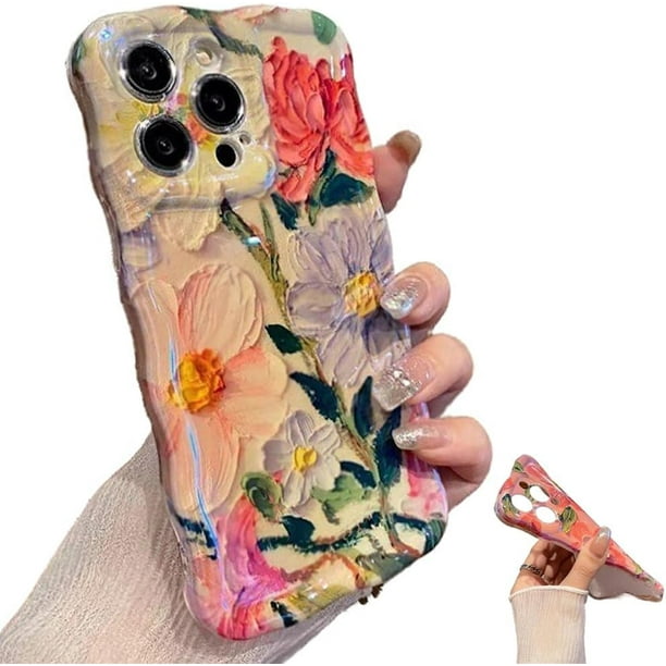 Lurvia Funda para teléfono, Funda con patrón de Luna y Flor de Pintura al óleo Retro Colorida, Funda Floral Delgada Protectora de TPU a Prueba de Golpes, Funda Impermeable para teléfono móvil con Airb