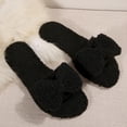 thumbnail image 6 of Wdhugt Women'S Slide Sandals With Bow Detail Furry Comfortable Wear Fall Winter Season Polyester Matte Fabric Upper, 6 of 9
