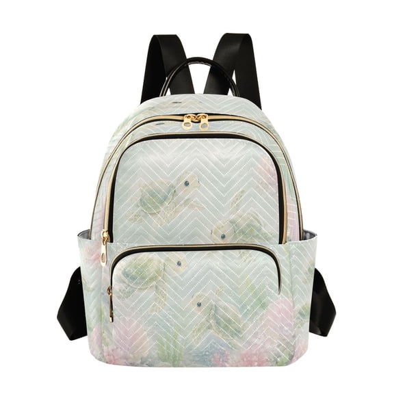 RMDQTR Quilted Backpack Lightweight Casual Daypack with Multi Zipper Pockets for Travel Daily Use Shopping Sports Cute Underwater Turtle Pattern