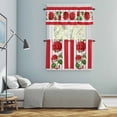 thumbnail image 6 of 3 Piece Spring Summer Floral Kitchen Curtain Valance and Tiers Set Red Flowers Green Leaf Rustic Farmhouse Rod Pocket Tier Curtain 36 Inch Small Window Drapes for Living Room Bedroom Cafe Home Decor, 6 of 9