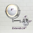 thumbnail image 3 of Jerdon Wall-Mounted Makeup Mirror with 5X Magnification - Chrome Makeup Mirror with LED Lights - Plug in - HL65C, 3 of 7
