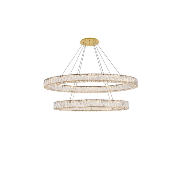 Monroe Integrated LED light Gold Chandelier Clear Royal Cut Crystal