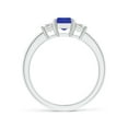thumbnail image 2 of ANGARA Natural 1 ct Tanzanite and Diamond Three Stone Ring in 14K White Gold for Women (Size-7x5mm) | December Birthstone, Birthday, Anniversary, Jewelry Gift for Women | Natural Tanzanite Ring, 2 of 8