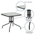 thumbnail image 3 of Flash Furniture Barker 28'' Square Tempered Glass Metal Table with Gray Rattan Edging, 3 of 9