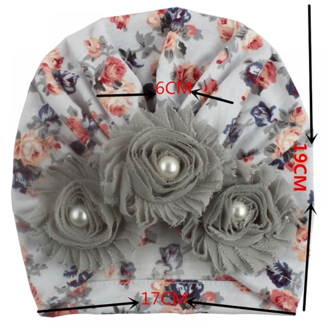 MesaSe Soft Cute Newborn Baby Flower Pearl Design Girls Caps Infant Hat Turban Elastic Cap