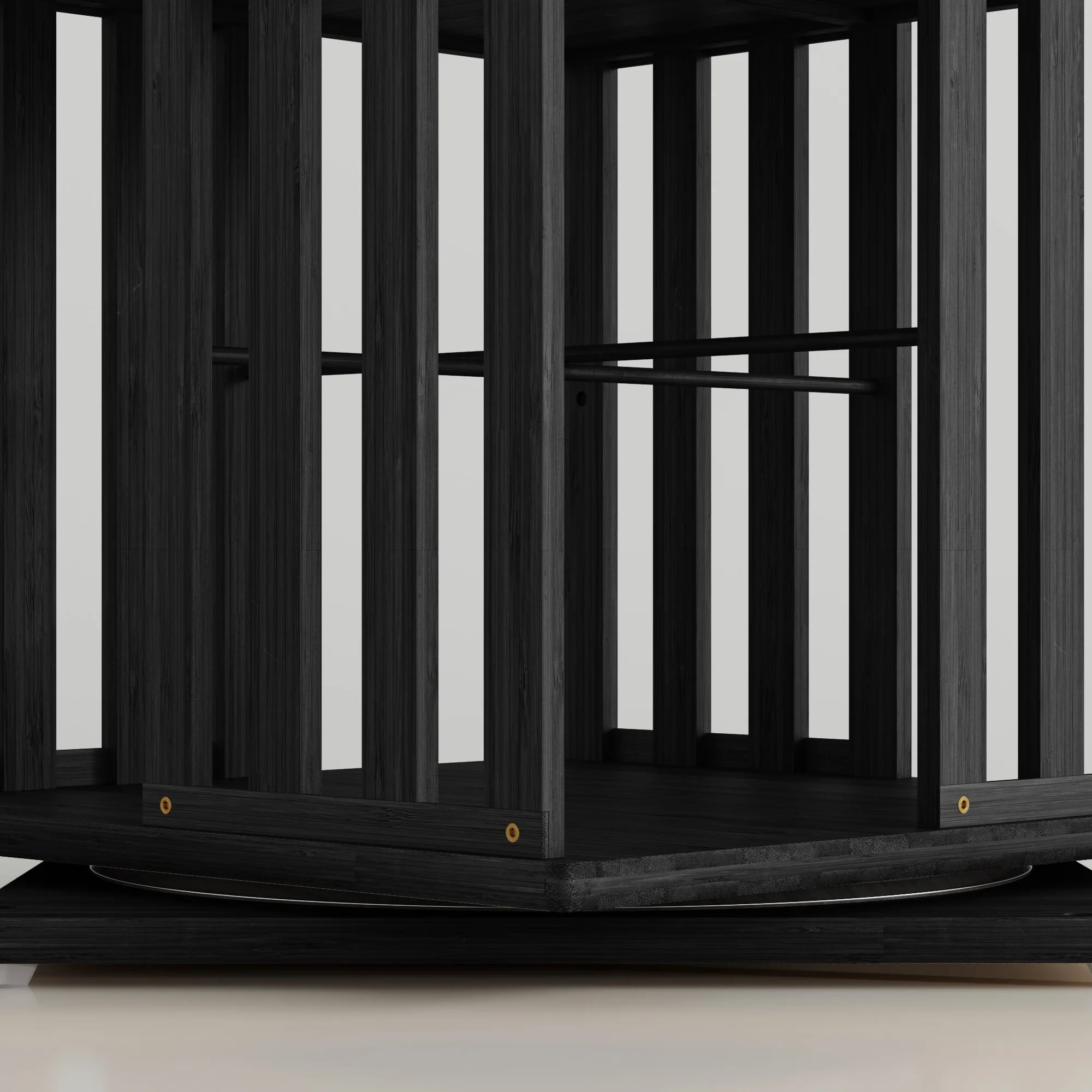 YOWOS 6-Tier Bamboo Rotating Bookcase Tower, 360° Swivel Corner Bookshelf with Display Organizer & Floor Storage Rack, Narrow Space-Saving Design, Black