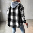 thumbnail image 3 of MORTTIC Women's Plaid Drop Shoulder Hooded Jacket  Adjustable Drawstring Casual Coat Warm Fall/Winter Outerwear Black XXL, 3 of 4