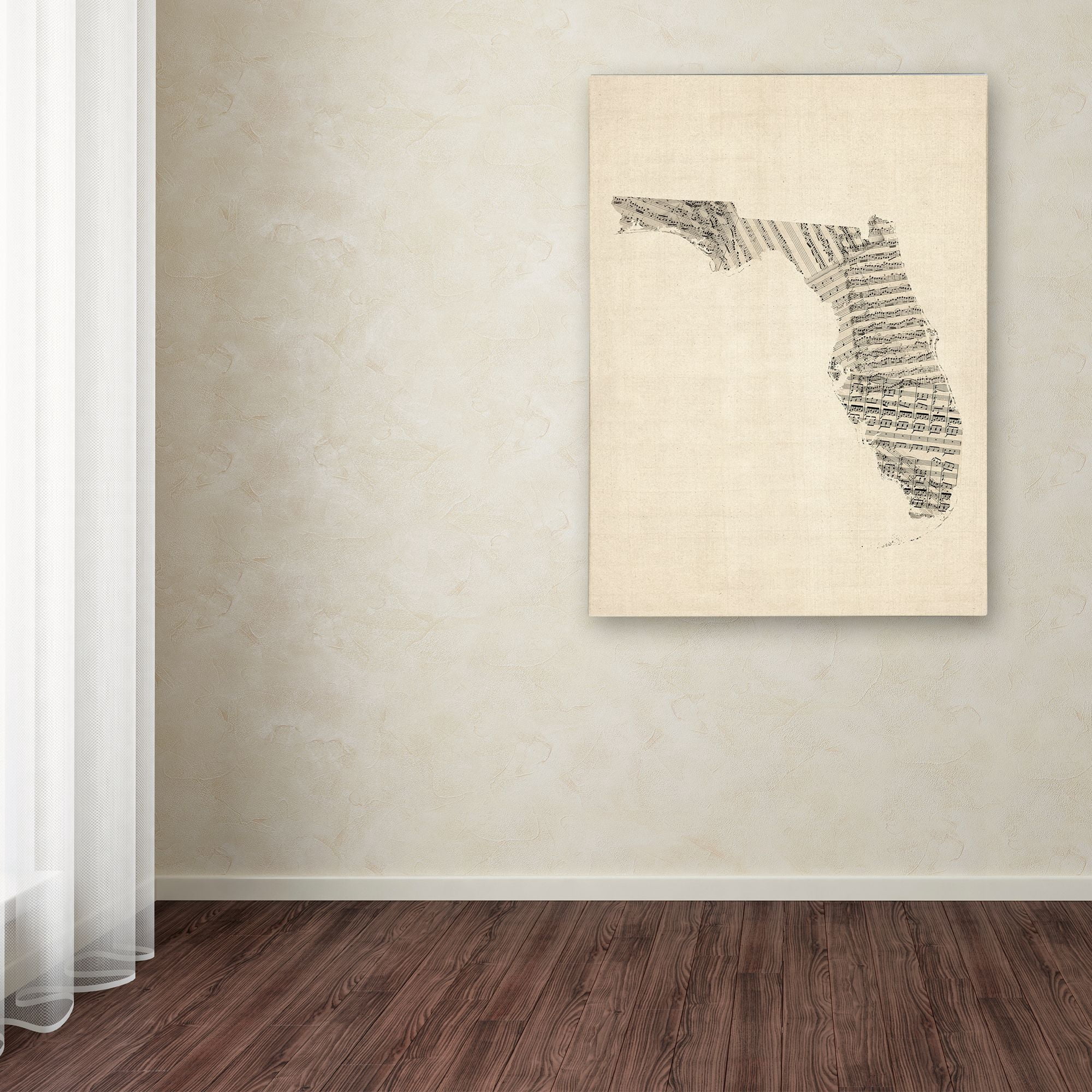 Trademark Fine Art "Old Sheet Music Map of Florida" Canvas Art by Michael Tompsett