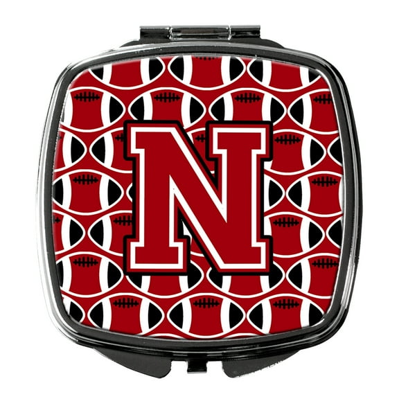 Letter N Football Red Black and White Compact Mirror CJ1073-NSCM