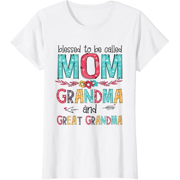 Blessed To Be Called Mom Grandma Great Grandma Mother's Day T-ShirtMen and women, Black T-shirt, size: Extra large S-4XL
