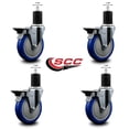 thumbnail image 2 of 5 Inch Blue Poly Swivel 1-3/4 Inch Expanding Stem Caster Set with Brake SCC, 2 of 2