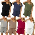 thumbnail image 4 of Big Saving! Pajama Set for Women Shorts Sleepwear V-neck Soft Summer Pj Lounge Set Loungewear S-XXL, 4 of 11