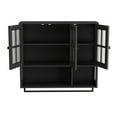 thumbnail image 4 of Bathroom Wall Cabinet, 3-Door Wooden Wall Cabinet with Open and Hidden Storage Space, Medicine Cabinet with Glass Door and Towel Bar for Entryway Living Room Bathroom Dining Room, 4 of 5