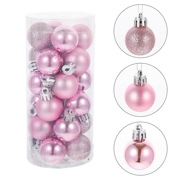 BRIGHTFUFU 24 Uds adornos navideños de bolas rosas decoraciones para árboles para decoración para fiesta de boda navideña
