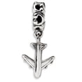 thumbnail image 1 of Airplane Dangle Charm .925 Sterling Silver Antique Finish Reflection Beads - QRS1397, 1 of 5