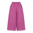 thumbnail image 5 of Penkiiy Womens Capri Pants Summer Beach Pants Linen Style Crop Wide Leg Palazzo Pants Loose Yoga Capris with Pockets 2XL Hot Pink, 5 of 7