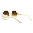 thumbnail image 3 of Oversized Hexagon Shape Sunglasses Bottom Half Rhinestones UV 400 Ivory, Brown, 3 of 4