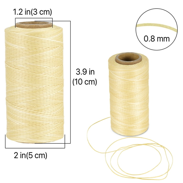2x 260M 150D 1MM Leather Sewing Waxed Wax Thread Hand Needle Cord Craft DIY  :Cream-Coloured & Light Brown 