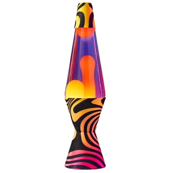 Lámpara Lava® - Base flocada con degradado Groovy de 14,5'' - La luz de movimiento original - Cera amarilla y líquido morado - Artículo n.º 2015