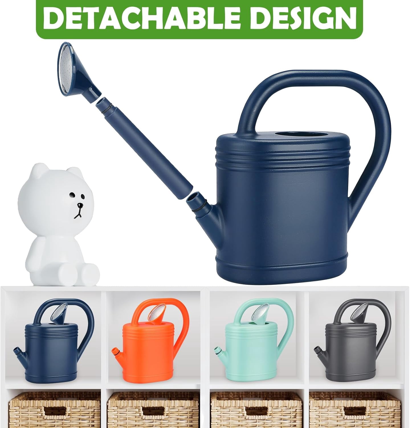 1 Gallon Watering Can for Indoor Plants, Garden Cans Outdoor Plant House Flower, Modern Large Long Spout with Sprinkler Head