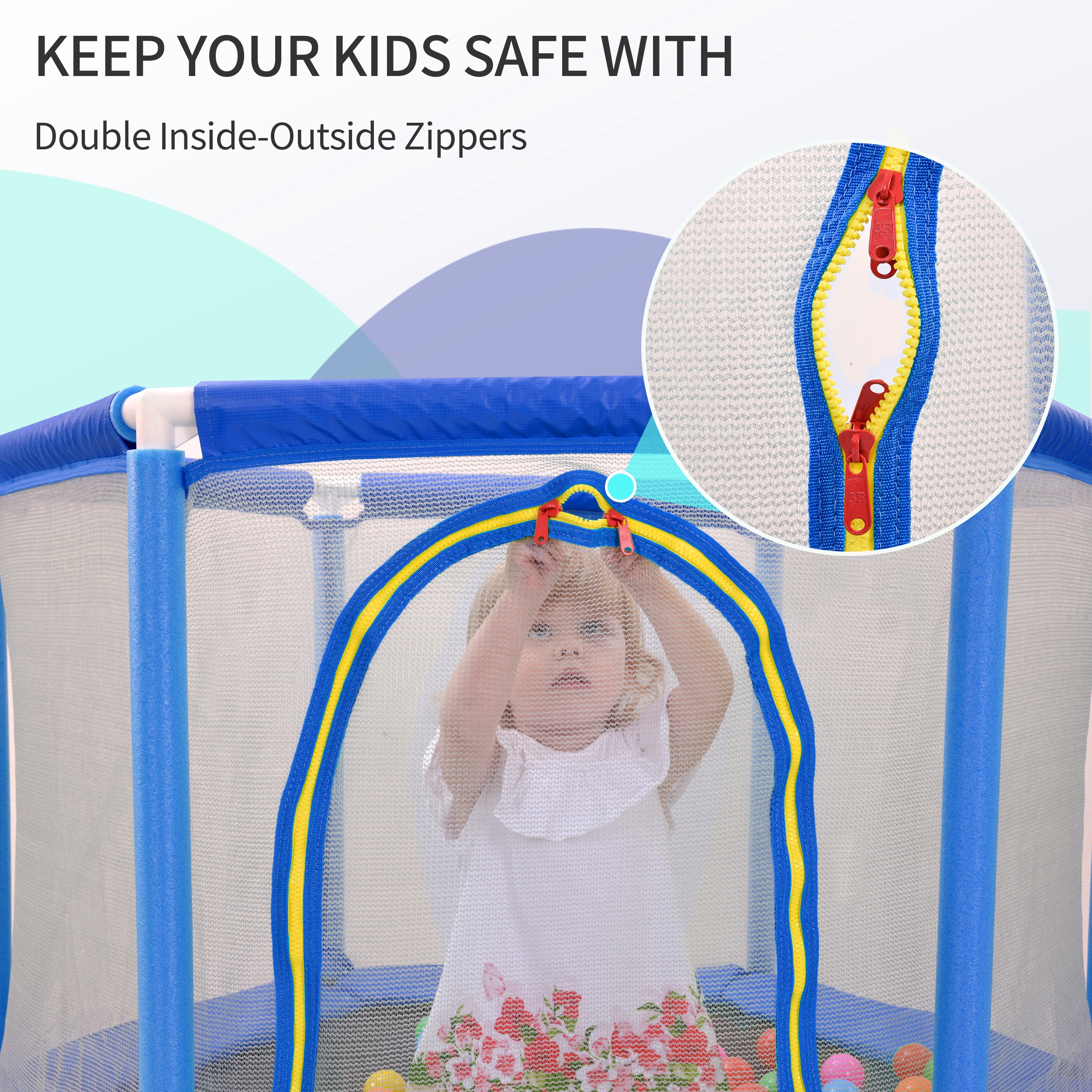 Trampoline for Kids with Ocean Balls, Segmart Toddler Trampoline for Boys & Girls, Kids Indoor Trampoline with Safety Enclosure, Small Recreational Trampolines with No-Gap Safe Design for Gifts