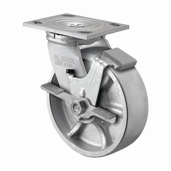 Albion Plate Caster,Swivel,Iron,7 1/4"H 16CA06201SFBA