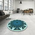 thumbnail image 4 of Ahgly Company Machine Washable Indoor Square Transitional Medium Teal Green Area Rugs, 6' Square, 4 of 7