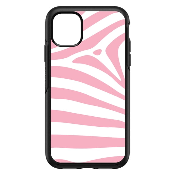 DistinctInk Custom SKIN / DECAL compatible with OtterBox Symmetry for iPhone 11 Pro MAX (6.5" Screen) - Pink & White Zebra Skin Stripes