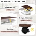 thumbnail image 5 of GZXS Multifunctional End Table with Lift-Top, Rotating Surface & Lockable Wheels - Mobile Sofa Side Table with Storage for Living Room or Bedroom (White+Brown), 5 of 10