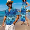 thumbnail image 2 of Jeiento Hawaiian His and Hers Matching Outfits Coconut Tree Women's Summer Dress Mens Hawaiian Shirts Button Up Shirt Round Neck Casual Loose Split Long Maxi Dress with Pockets, 2 of 7