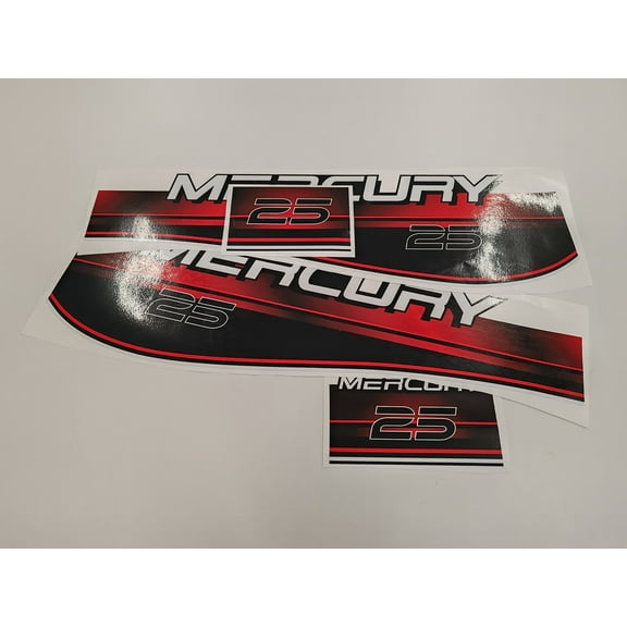 411 Decals Aftermarket Replacement for Mercury 25 (1994-1998) Red Outboard Decal (Sticker) Set