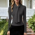 thumbnail image 5 of Blmnix Ladies Fall Tops Gray Cotton Turtleneck Fitted Fall Tops for Women Business Casual Long Sleeve Clothes, 5 of 7