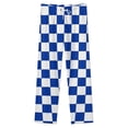 thumbnail image 4 of Blue And White Kentucky Checkerboard Winter Female Pants Flannel High Waist Women Pants Lady Warm Straight Leg Plush Trousers, 4 of 7