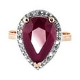 thumbnail image 2 of Galaxy Gold 14k Solid Rose Gold Halo Ring 5.51 ct Pear Shape Ruby Diamond Ring (7.0), 2 of 2