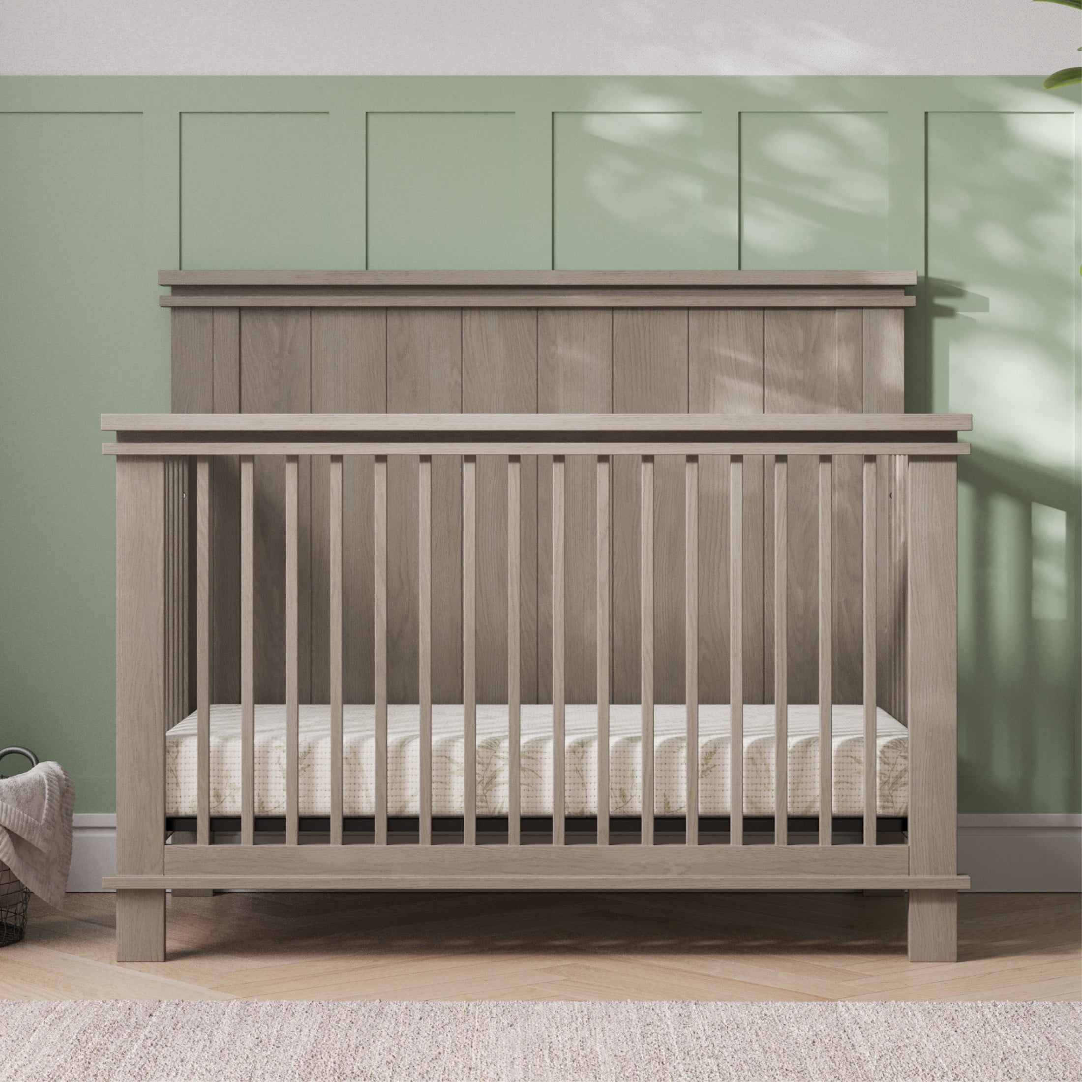 Child Craft Denman Crib, Dresser & Chest Nursery Set, 4-in-1 Convertible Crib, Crescent Gray, 3-Piece