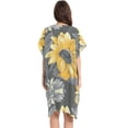 thumbnail image 3 of Beach Vacation Clothes Kimono Cardigan Loose Swimsuit Cover Up for Women Sunflowers with Leaves S, 3 of 6