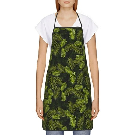

Goofa Bib Apron Unisex Aprons Adjustable Waterdrop Resistant Cooking Kitchen Apron for Chef Tropical Palm Leaves Fern Leaf Pattern Apron Bulk