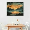thumbnail image 2 of BCIIG Sunset Lake Forest Canvas Wall Art Home Office Decor 16x12in, 2 of 6
