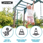 Lifetime Kid's Monkey Bar Adventure Metal Swing Set with Slide, Belt Swings and Trapeze Bar (91028)