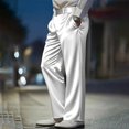 thumbnail image 2 of Migroa Mens Baggy Casual Dress Pants Lightweight Pleated Wide Leg Pants Loose Relaxed Fit Trousers White XL, 2 of 5