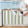thumbnail image 4 of Sage Green Striped Oven Skirt Curtain for Kitchen Decor 28"x35", Vertical Stripe Boho Minimalist Country Self Adhesive Stove Curtains Skirt Cabinet Curtains for Bathroom Laundry Room, 4 of 8