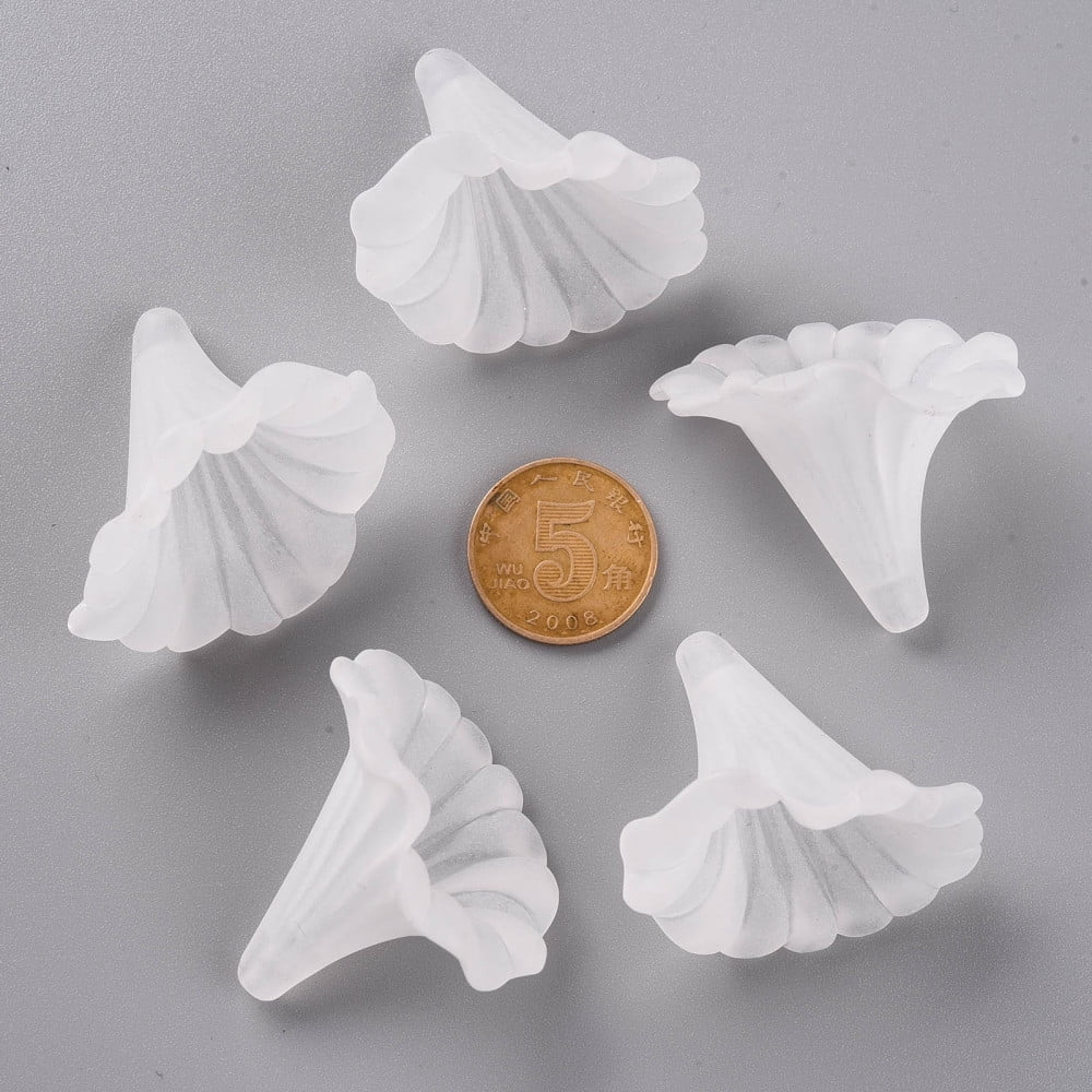 500gs Transparent Acrylic Beads Calla Lily Frosted Clear 40.5x33x35mm Hole: 1.8mm about 135pcs/500g