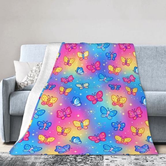 Butterfly Throw Blanket, Ultra Soft Flannel Blanket, Warm Cozy All Season Throw for Sofa, Couch, Chairs and Bed 50x40