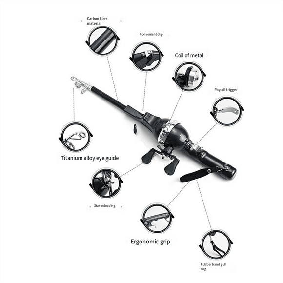 Portable Folding Fishing Rod Telescopic Fly Fishing Poles with Reel Line Travel Folding Mini Rod for Fishing,1 x Portable Folding Fishing Rod