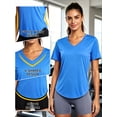 thumbnail image 4 of NELEUS Womens Plus Size Workout Shirts V-Neck Short Sleeve Tops UPF 50+ Sun Shirt Moisture Wicking Loose Fit Top for Athletic,Light Blue,US Size 2XL, 4 of 10
