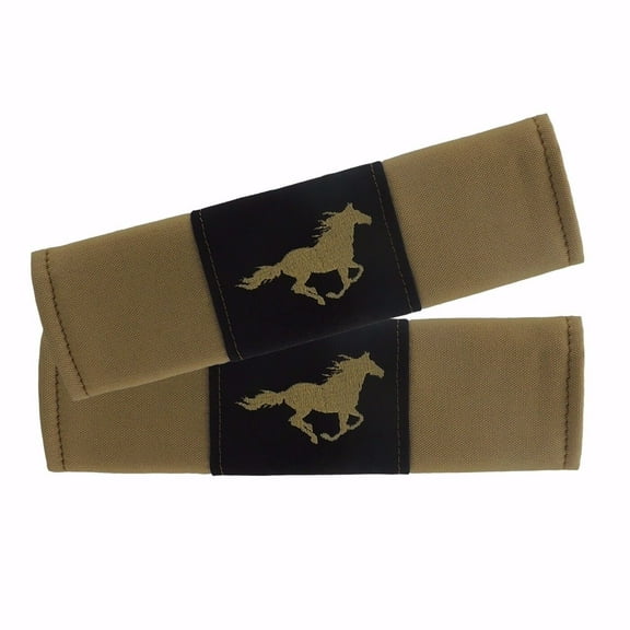 Designcovers A set(2 pcs) Cotton Two-Tone Charcoal and Black With Charcoal Runing Horse Design Universal Car Safety Seat Belt Strap Cover Shoulder Pad / Cushion, Fits any Car