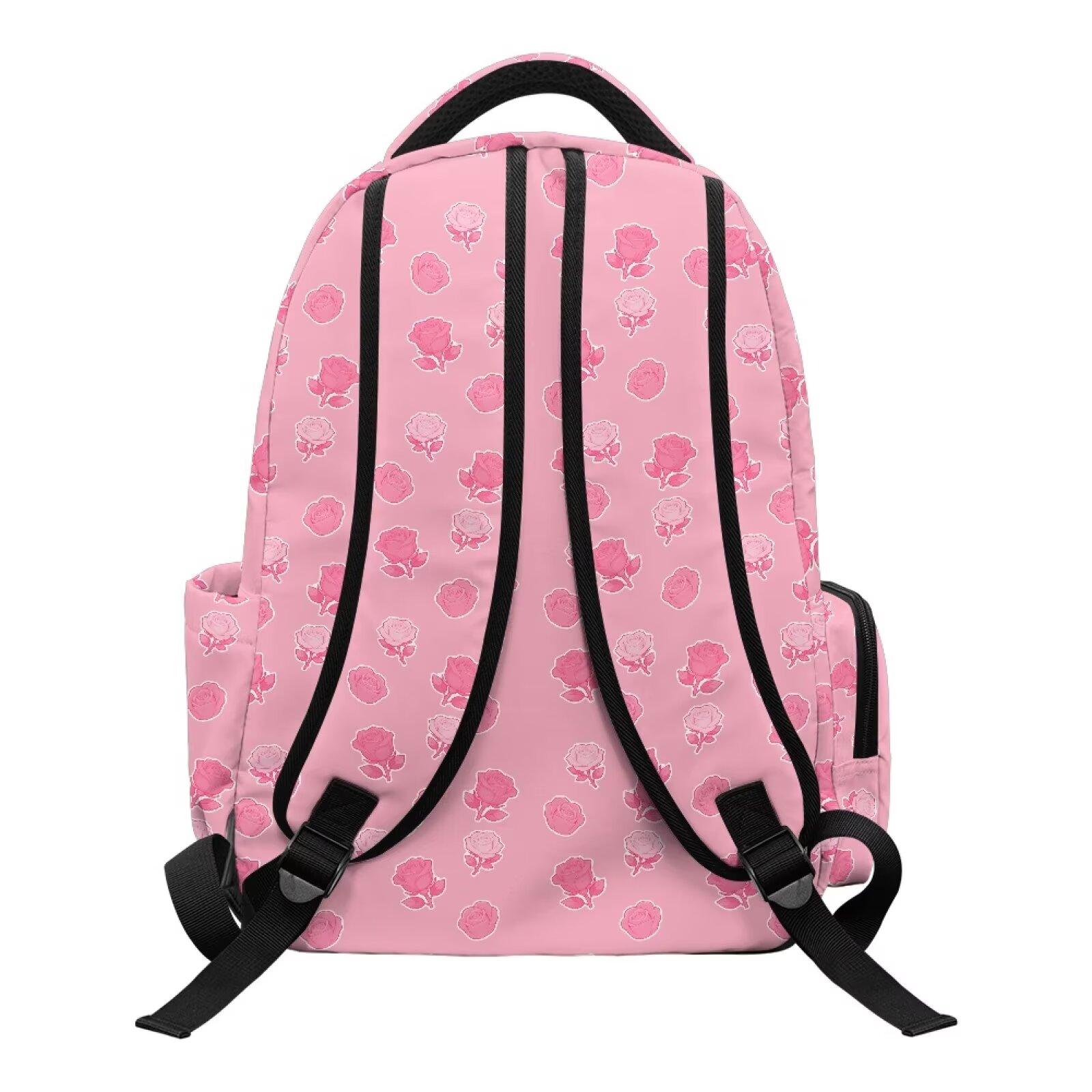 Mochilas Axolotl con flores de rosa para niñas, casuales y portátiles, bolsos escolares de 17 pulgadas, mochilas de hombro con cierre y transpirables para estudiantes 2