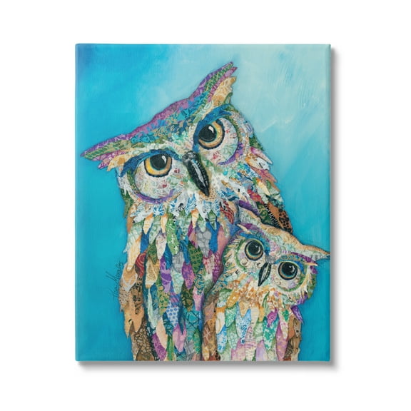 Stupell Industries Pair Wise Owls Varied Patterns Painting Collage Painting Gallery Wrapped Canvas Print Wall Art, Design by Lisa Morales