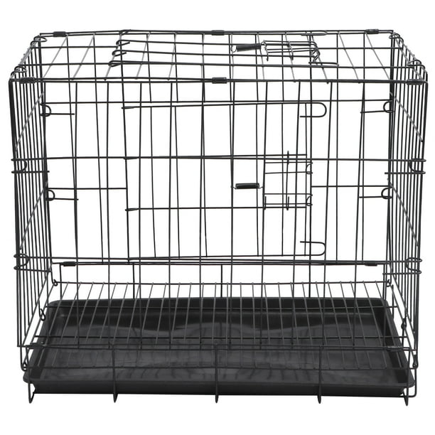 GOOHOCHY Jaula plegable con inodoro para perros, caniches, perros pequeños y medianos, gatos, conejos y mascotas (negra)