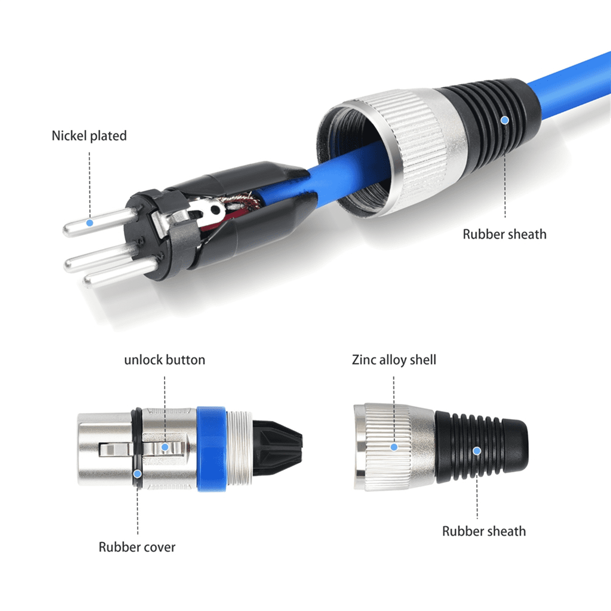 10 Pack 3Ft 3Pin XLR Male to Female XLR Microphone Cable Balanced XLR Cable for Mic Mixer, Recording Studio